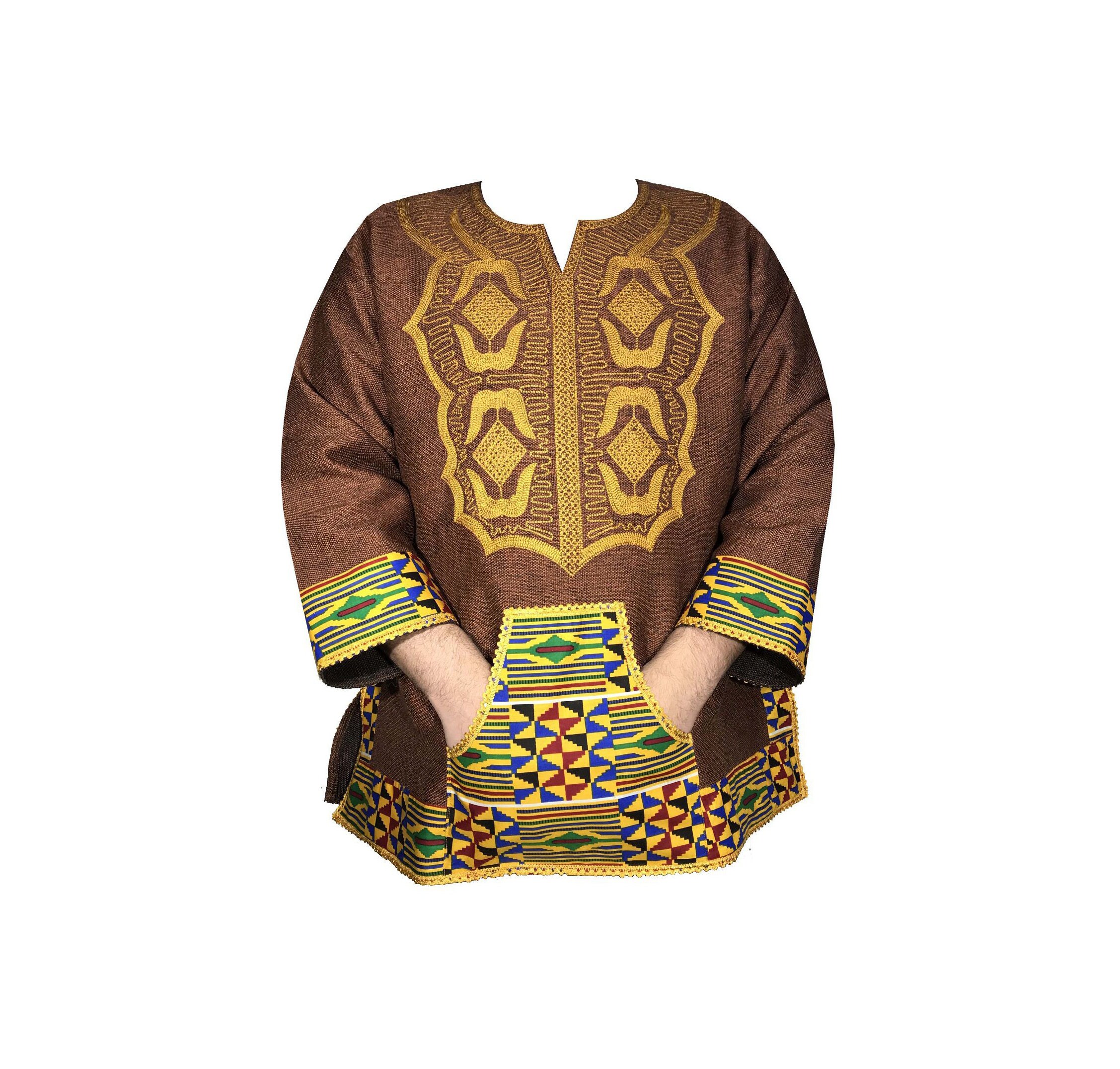 African Dashiki Kente Shirt Men Vintage 