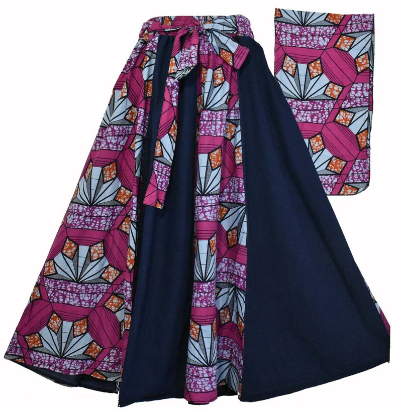 Full Dashiki Long Denim Wax Skirts High Waist Skater Maxi Etsy