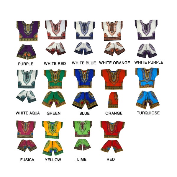Costume dashiki traditionnel unisexe pour enfants africains, 2 à 5 ans, chemise pour garçons et filles avec une taille courte, livraison gratuite