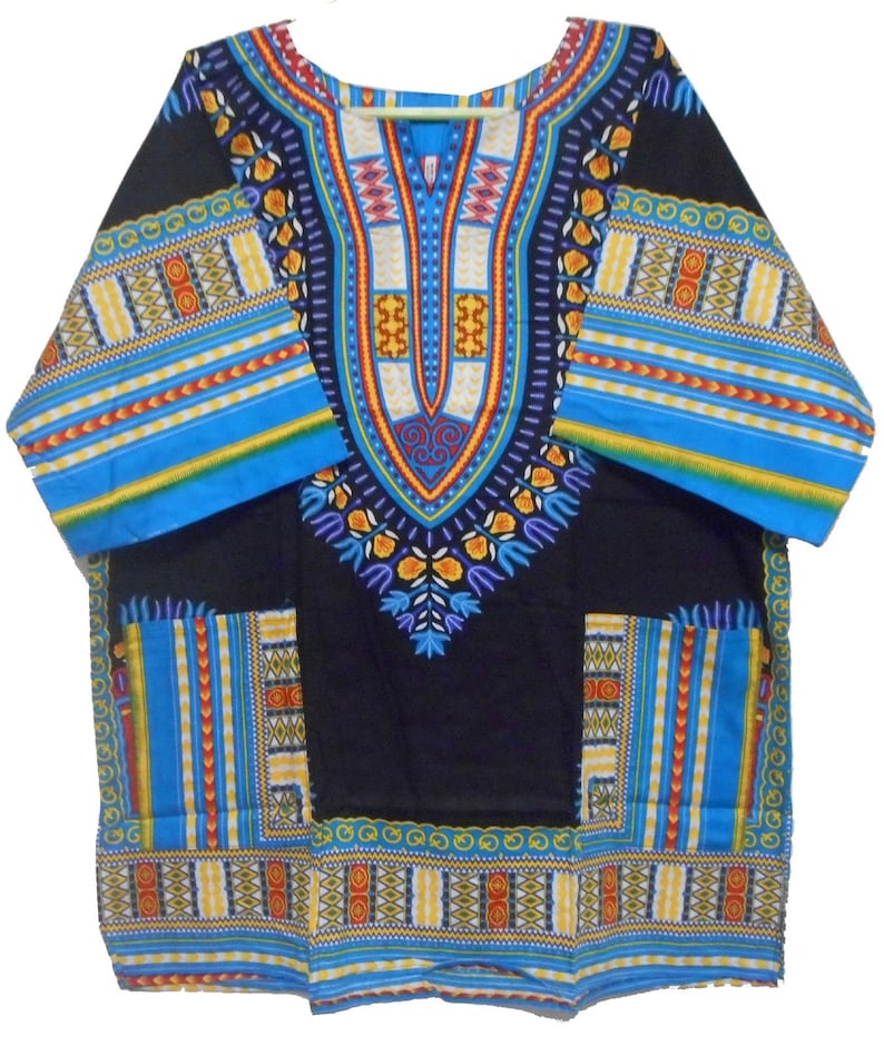Large Size African Men Women Black Dashiki Shirt Top Blouse Hippie Tribal Caftan