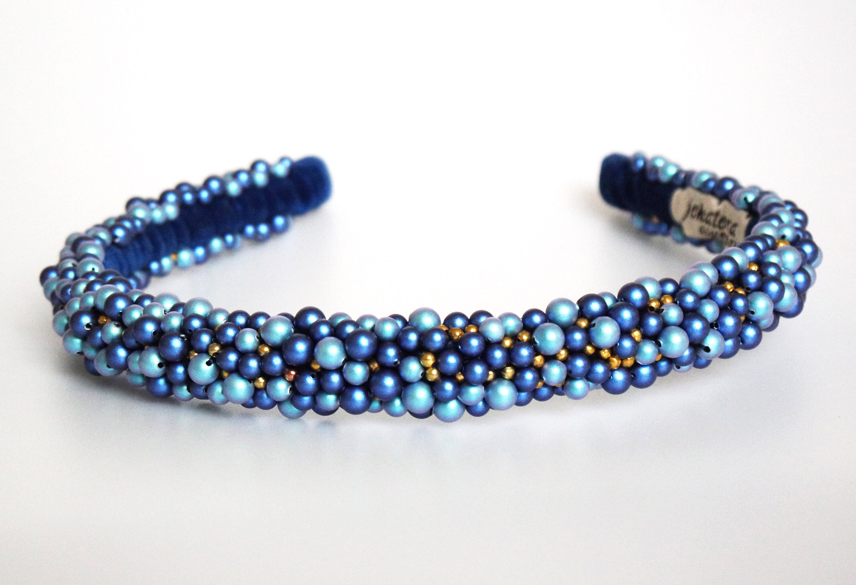 Swarovski Pearls Blue Headband // Beaded Headband // Wedding 