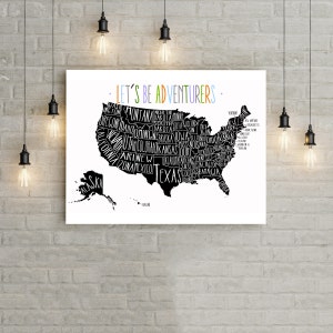 U.S. Travel Map, Pin Map - 20x30 - Home Decor