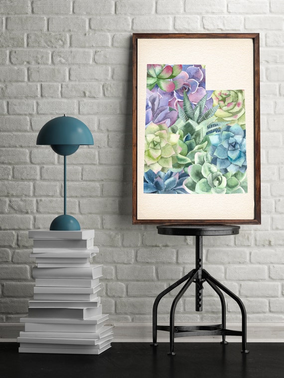 Trendy Utah And Succulent Art Print Home Decor Etsy