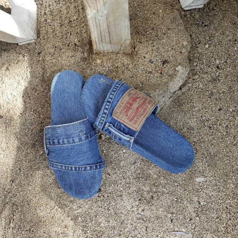 womens denim slides