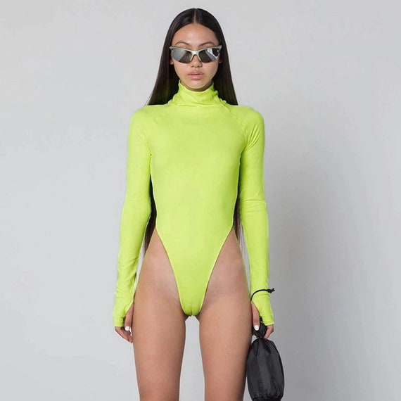 Neon turtleneck bodysuit long sleeve 