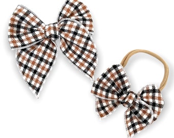 Tan & Black Plaid Fairytale Bow