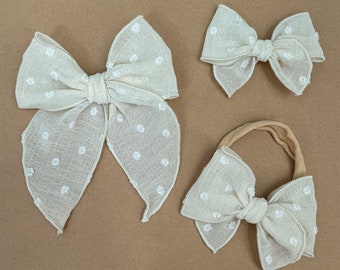 Ivory Swiss Dot Fairytale Bow