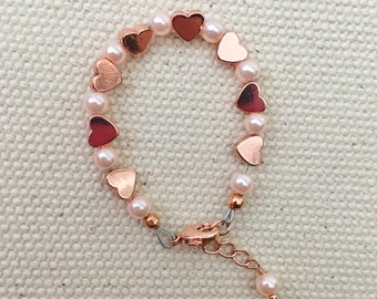 Rose Gold Heart Baby Bracelet Valentines Day