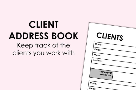 client address book printable download a4 size can be etsy