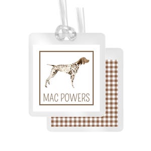 GSP and Brown Gingham diaper bag tag