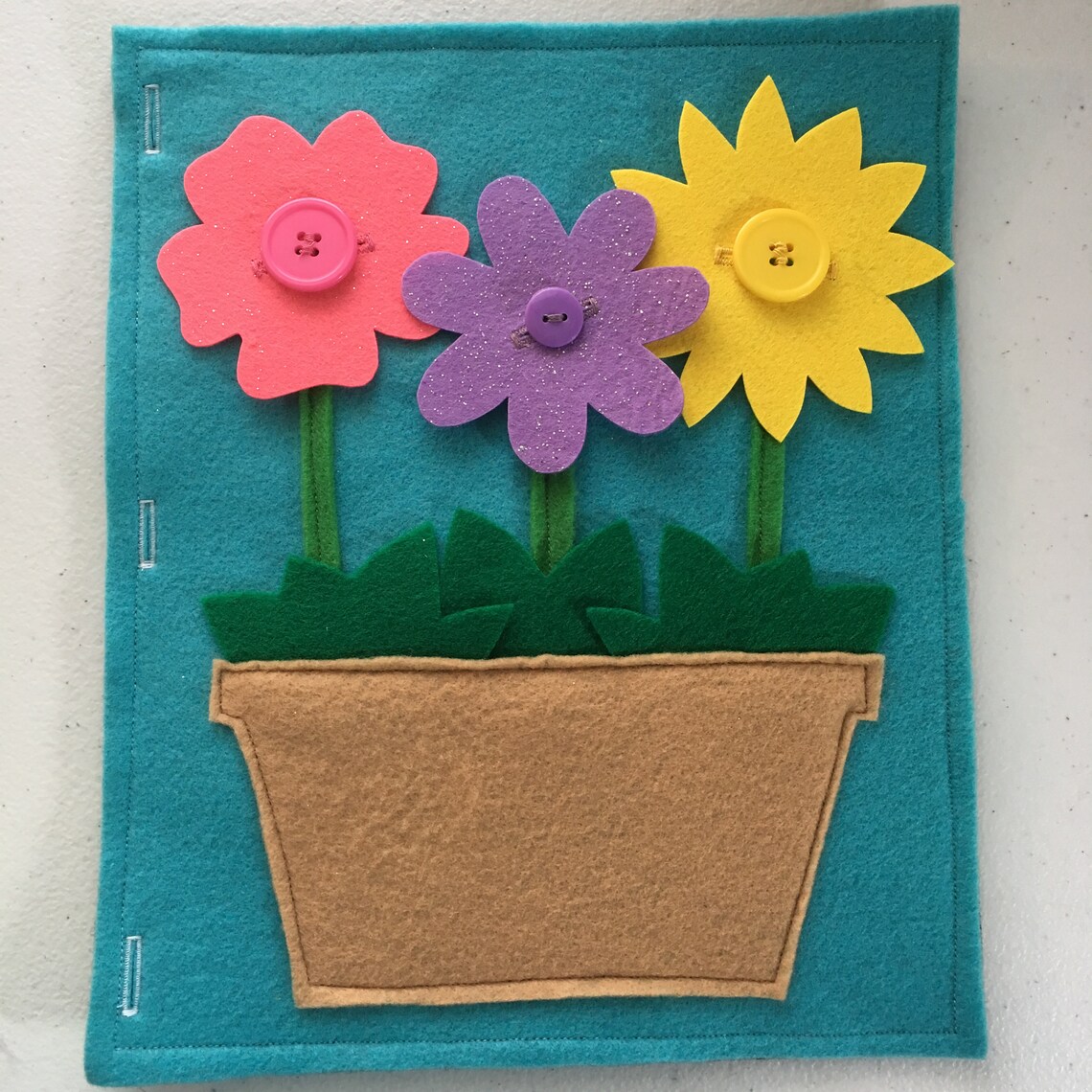 Button Flower Quiet Book Page Toddler Quiet Book Pages Etsy