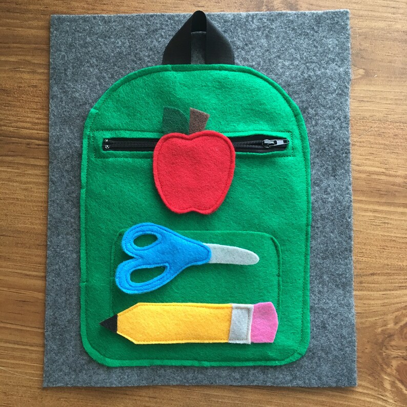 Backpack Quiet Book Page School Supplies Felt Book Back to Etsy