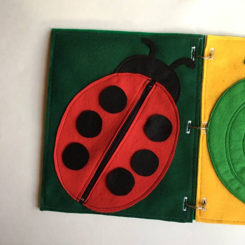 Ladybug Quiet Book Page Toddler Activity Felt Zipper Early Etsy