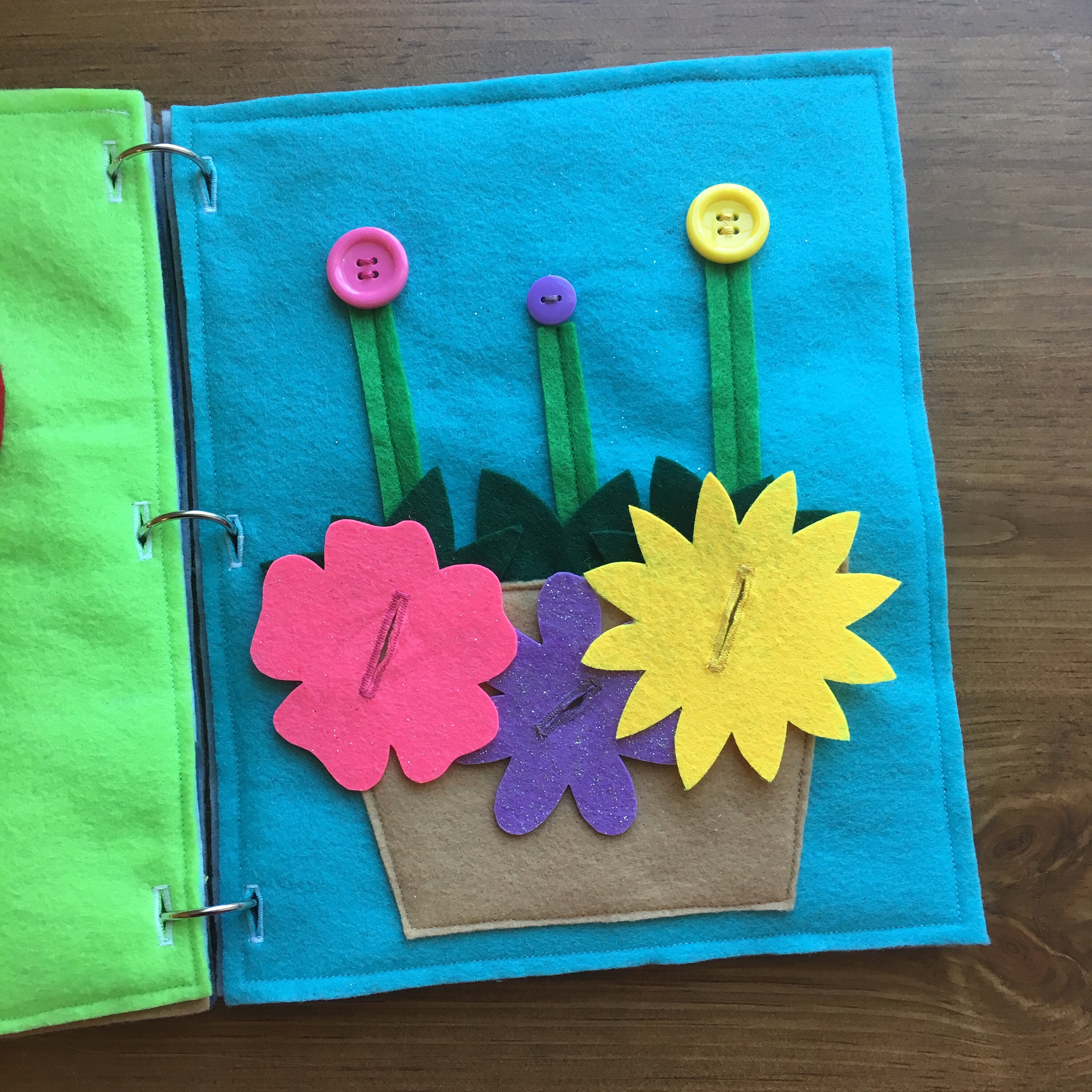 Button Flower Quiet Book Page Toddler Quiet Book Pages Etsy