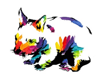 Rainbow Wombat portrait//Printable//Bright Colours//Animal Pop Art//Digital Download//Semi-Abstract Wombat//Street Art