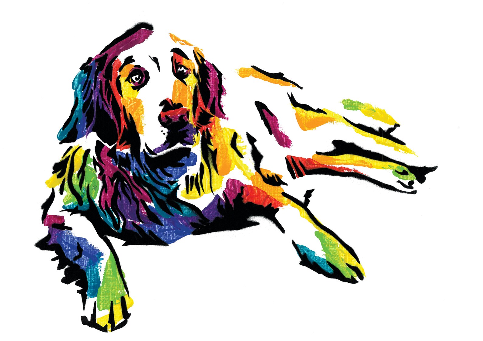 Dog Portrait Unique Golden Retriever Stencil Art Original Etsy