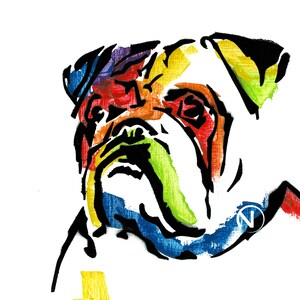 Rainbow British Bulldog Portrait//Animal Portrait//Bright Colours//Animal Pop Art//Semi Abstract//Street Art//Canine//Dog image 3