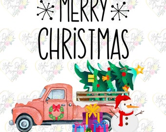 Merry Christmas, Truck Sublimation, Png, Digital Illustration, Sublimation File, Christmas Png, Png Sublimation, Christmas PNG