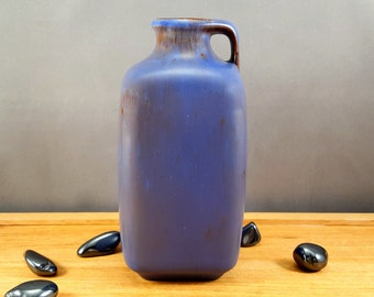 Vintage Knabstrup, Denmark pottery pitcher or vase, blue and brown