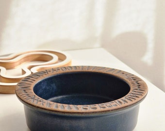 Lisa Larson for Gustavsberg, Granada series ceramic bowl, stonewear, dark blue, modernist bowl