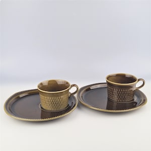 Stavangerflint Flamingo Brunette morning set, cup and plate by Kåre Berven Fjeldsaa