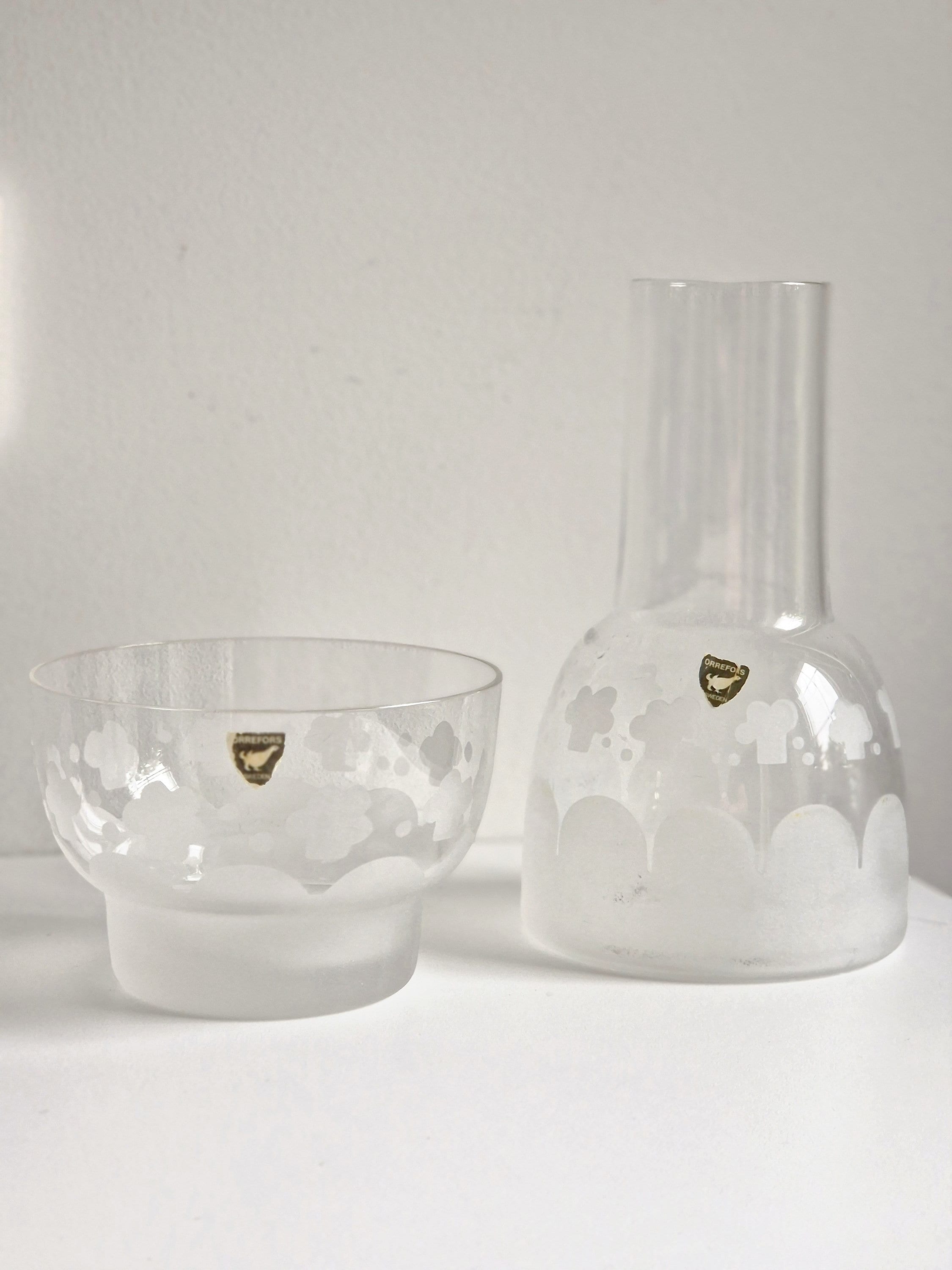Sweden Orrefos クリスタルガラス ボウル 花瓶 小物入 置物 Orrefors