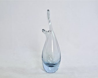 Holmegaard, Per Lutken small Ducking bud vase, glass, blue