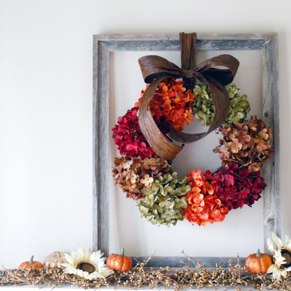 Hydrangea Fall Wreath, Front Door Wreath Autumn, Fall Wreath For Porch, Front Door Decor Autumn, Hydrangea Wreath