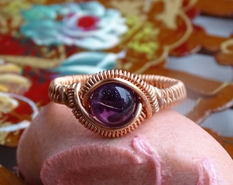 Amethyst copper wire ring. Wire wrapped ring, Amethyst ring, Statement ring, wire ring, purple ring, copper ring, dainty ring, elegant ring