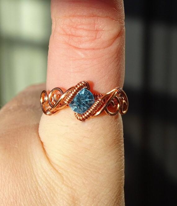 Copper Wire Ring With Cubic Zirconia. Copper Ring Wire Etsy UK