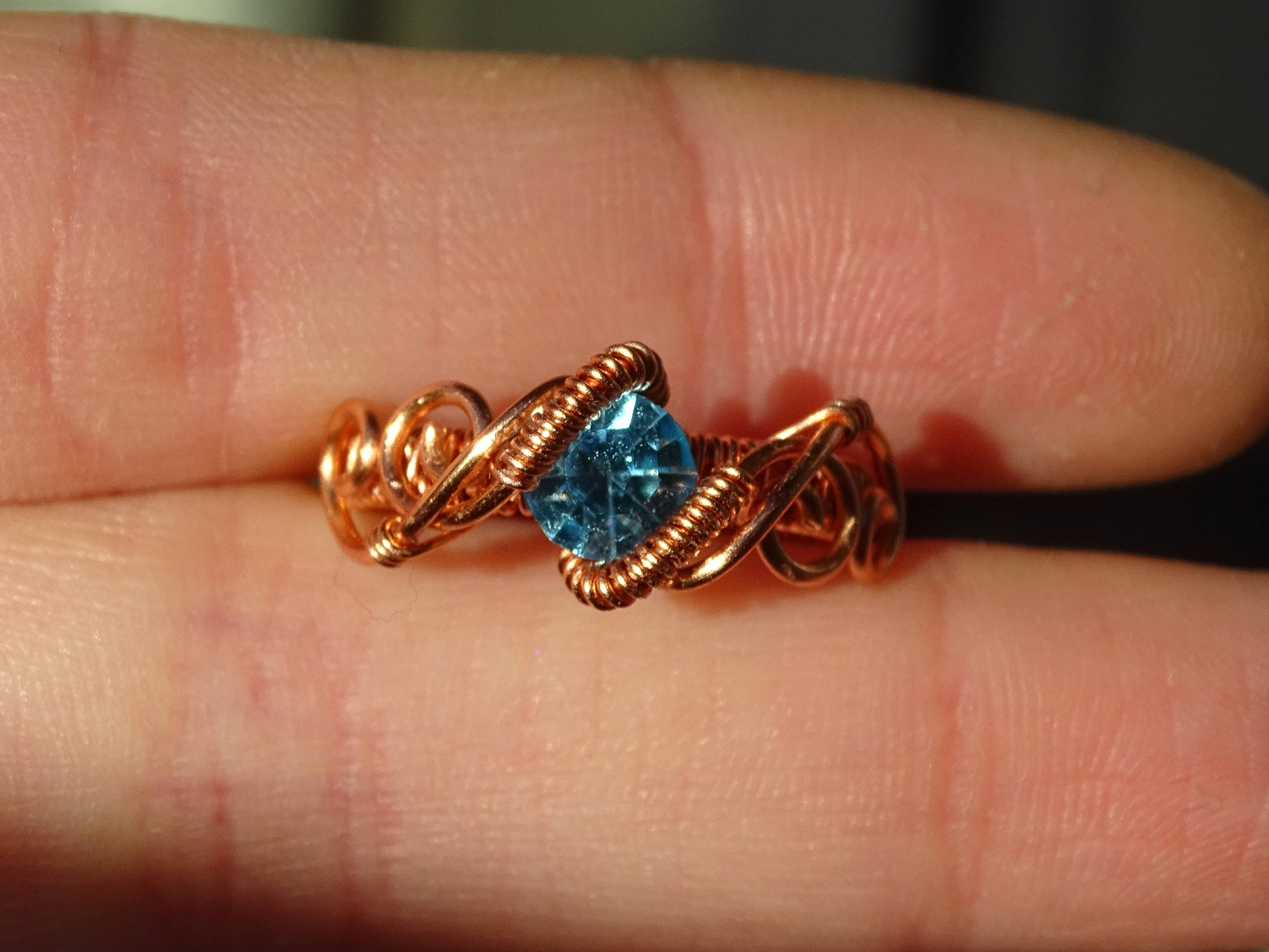 Copper Wire Ring With Cubic Zirconia. Copper Ring Wire Etsy