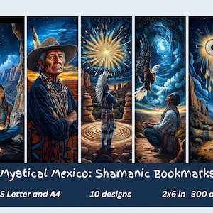 Mystical Mexico: Shamanic Bookmarks –Printable Set, 10 Bookmarks, Personal and Limited  Commercial Use, JPG Bookmark Sheets Instant Download