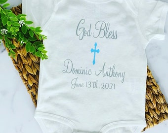 Personalized Baby Boy Baptism Bodysuit: Christening Outfit