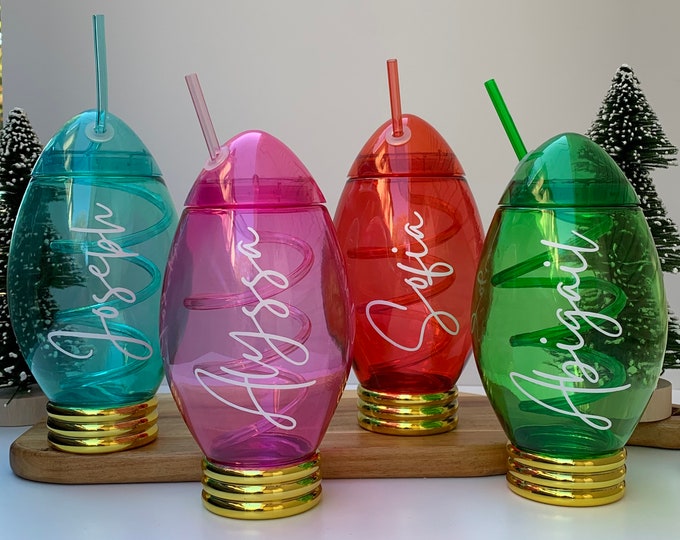 Christmas Light Bulb Tumbler, Christmas Tumbler for Kids, Christmas