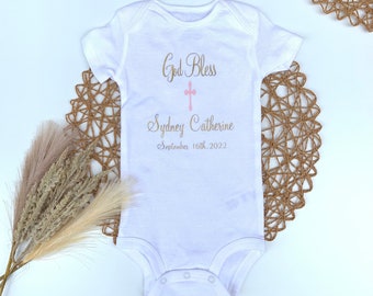 Personalized Baby Girl Christening Bodysuit: Baptism Gift