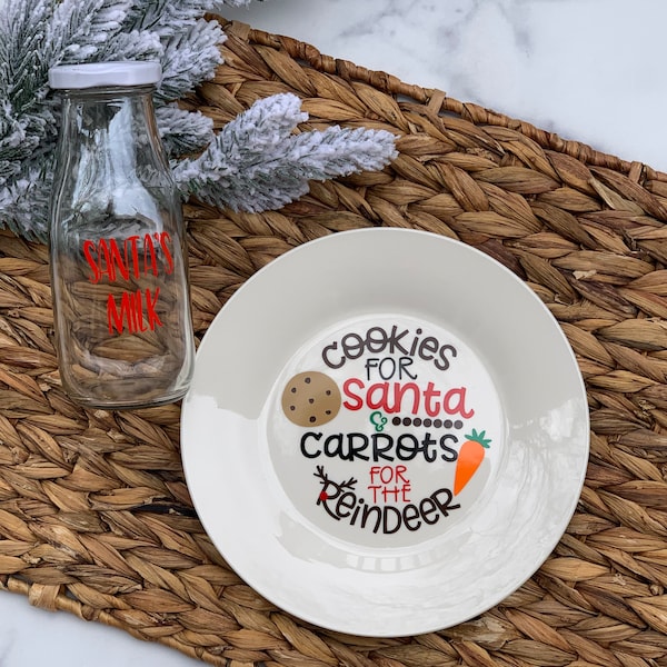 Milk and Cookies for Santa, Santa Claus, Santa’s Milk and Cookies Plate, Cookie Tray for Santa, Cookies for Santa, Christmas Eve Cookie Tray