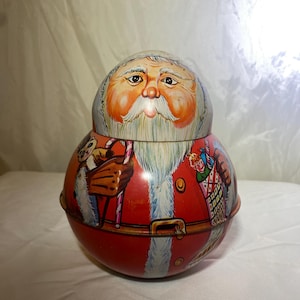 Vintage Santa Roly Poly Tin