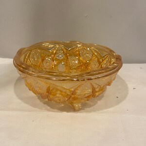 Marigold Carnival Glass Footed Bowl
