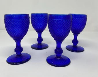 Cobalt Blue Wine Glasses - set of 4