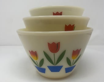 Cuenco Fire King Tulipán - Juego de 3