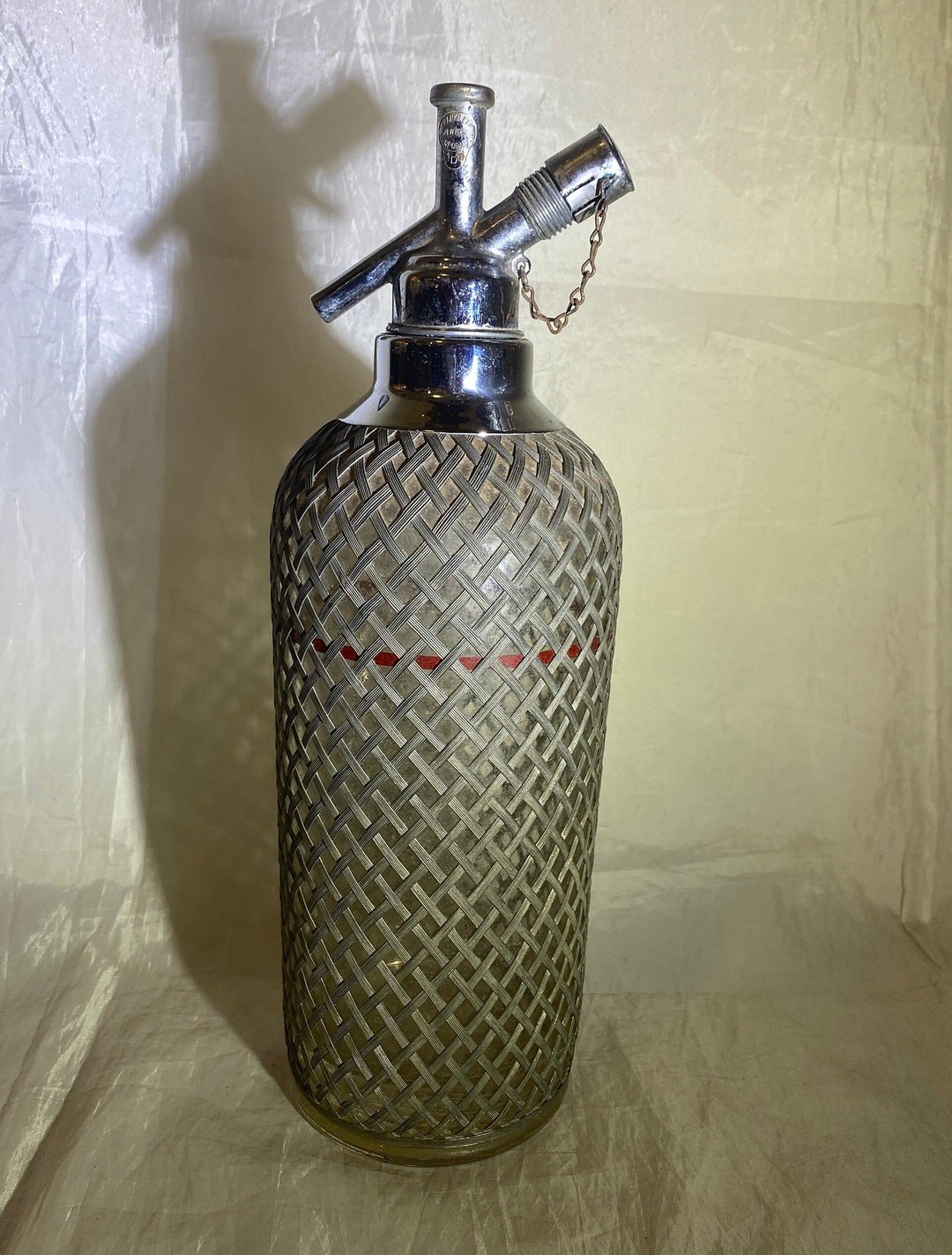Metal Mesh Wrapped Seltzer Bottle Czechoslovakia Etsy