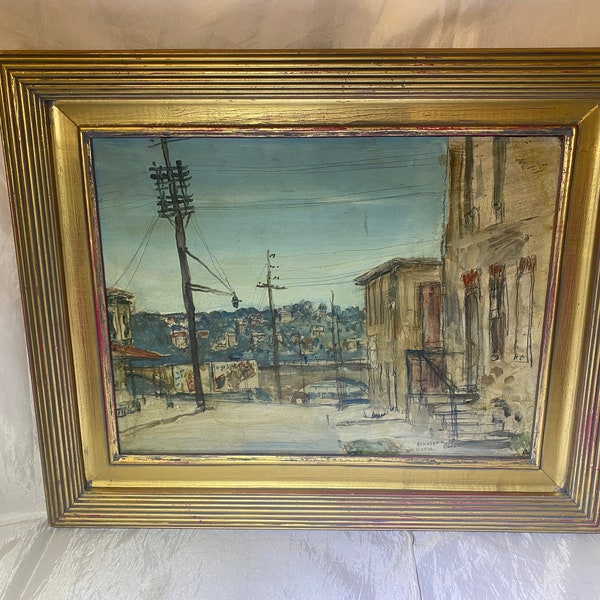 Walter Baum Midcentury Cityscape Painting