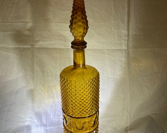 Empoli Amber Diamond Cut Genie Bottle Decanter