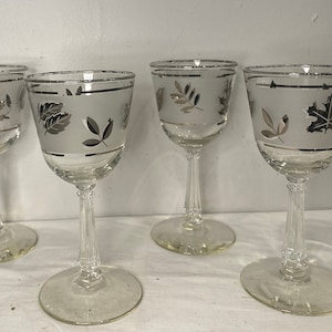 Libbey Silver Foliage Dessert Wine Glasses - Set of 4