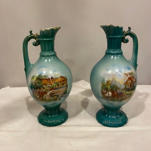 Czechoslovakian Porcelain Ewer - Set of 2