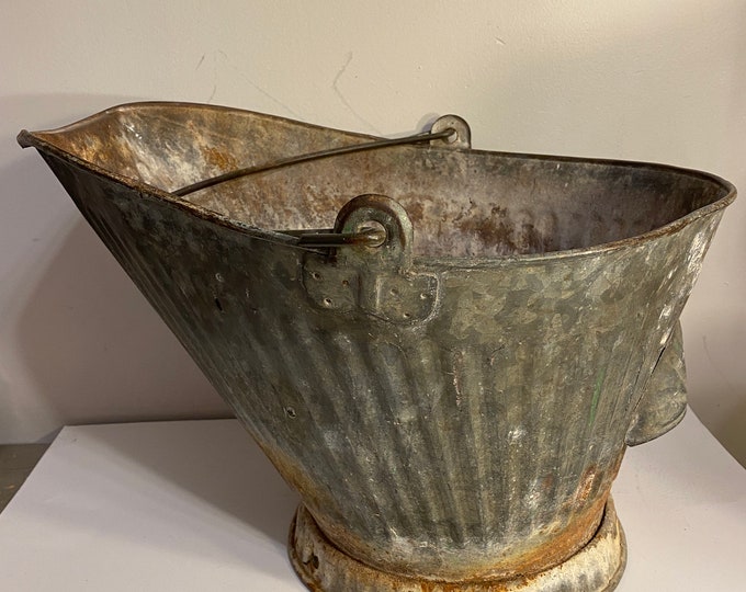 Vintage Galvanized Metal Coal Bucket Etsy
