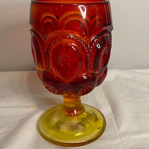 L. E. Smith Moon and Stars Amberina Goblet