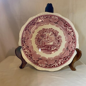 Mason&#39;s Vista Pink Transfer Ware Dinner Plate