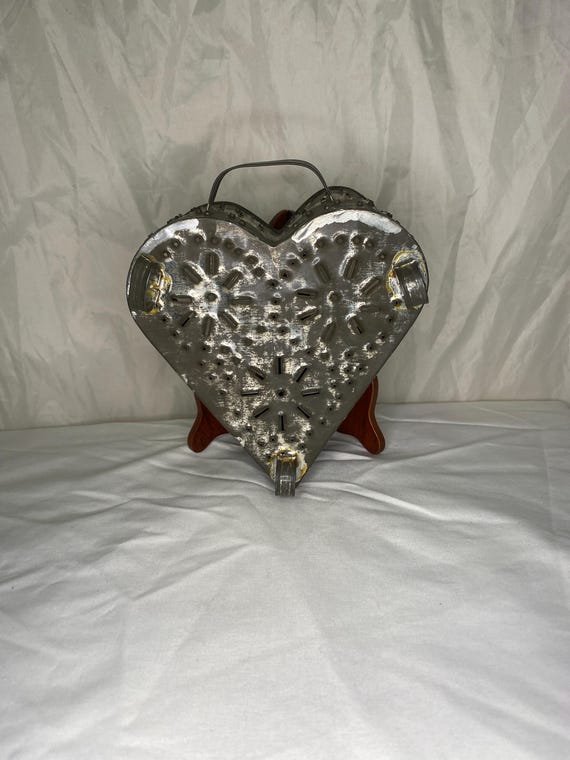 Antique Punched Tin Metal 3 Footed Heart Shaped Cheese Sieve - Etsy