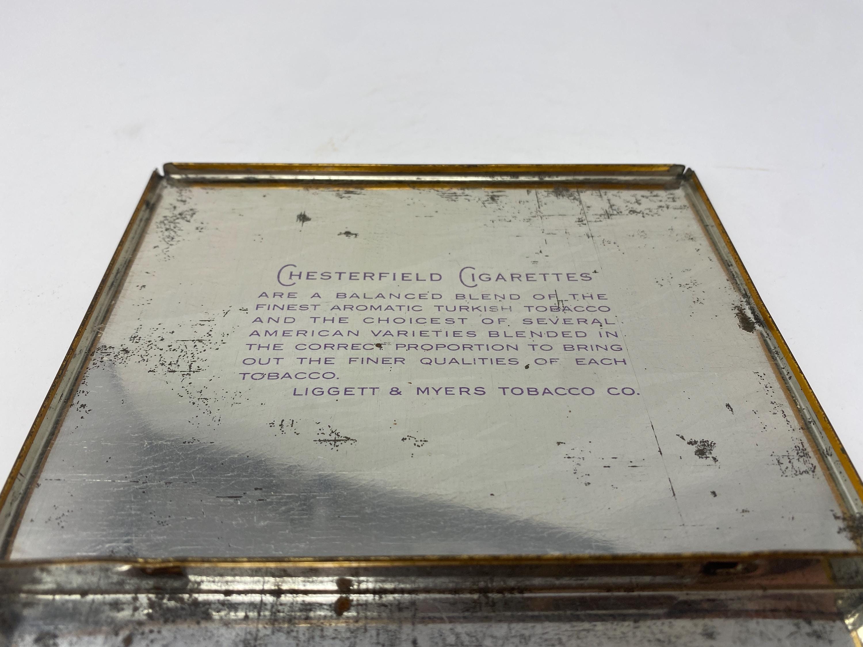 chesterfield canned cigarettes Cigarette Tin Vintage Early Chesterfield Cigarette Tin